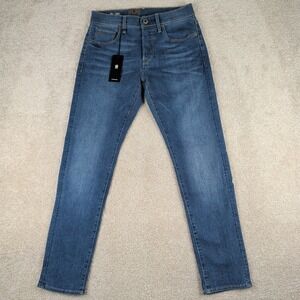 G-Star RAW Jeans Mens 28x30 Faded Blue 3301 Slim Stretch Denim Button Fly $180